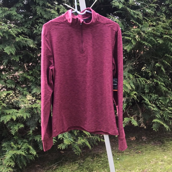 Jockey Sports Long Sleeve Brushed Back Tech Jersey, Zinfandel, Size Medium - Picture 2 of 14